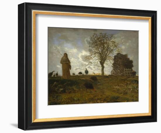 Autumn Landscape with a Flock of Turkeys, 1872-73-Jean-Francois Millet-Framed Giclee Print