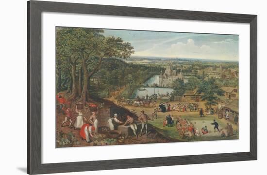 Autumn Landscape with Apple Harvest-Lucas Valckenborgh-Framed Collectable Print