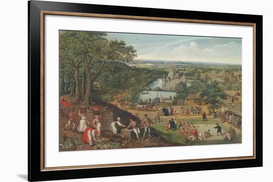 Autumn Landscape with Apple Harvest-Lucas Valckenborgh-Framed Collectable Print