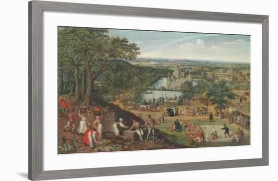 Autumn Landscape with Apple Harvest-Lucas Valckenborgh-Framed Collectable Print