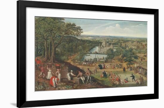 Autumn Landscape with Apple Harvest-Lucas Valckenborgh-Framed Collectable Print