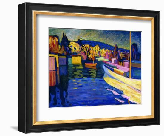 Autumn Landscape with Boats, 1908-Wassily Kandinsky-Framed Premium Giclee Print