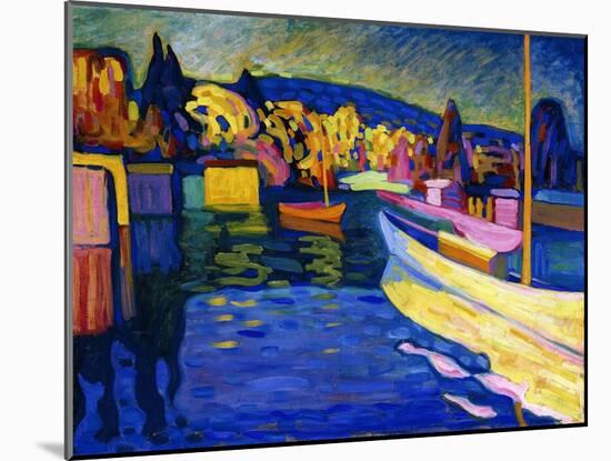 Autumn Landscape with Boats, 1908-Wassily Kandinsky-Mounted Giclee Print