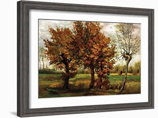 Autumn Landscape with Four Trees-Vincent van Gogh-Framed Art Print