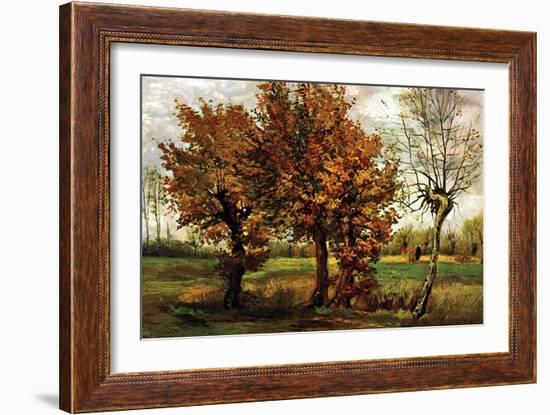 Autumn Landscape with Four Trees-Vincent van Gogh-Framed Art Print