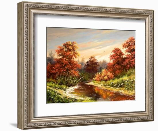 Autumn Landscape With The River-balaikin2009-Framed Premium Giclee Print