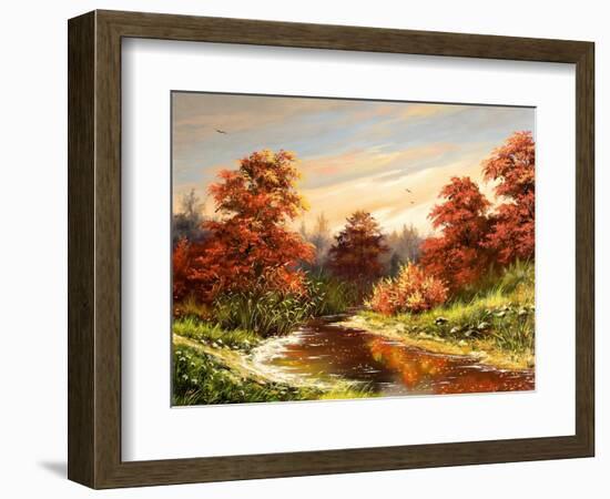 Autumn Landscape With The River-balaikin2009-Framed Premium Giclee Print