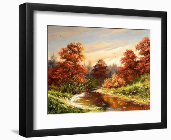 Autumn Landscape With The River-balaikin2009-Framed Premium Giclee Print