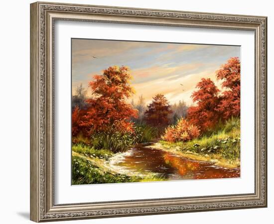 Autumn Landscape With The River-balaikin2009-Framed Art Print