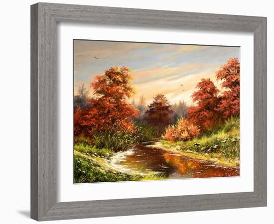 Autumn Landscape With The River-balaikin2009-Framed Art Print