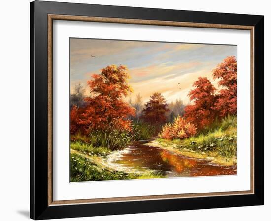 Autumn Landscape With The River-balaikin2009-Framed Art Print