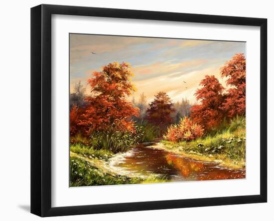 Autumn Landscape With The River-balaikin2009-Framed Art Print