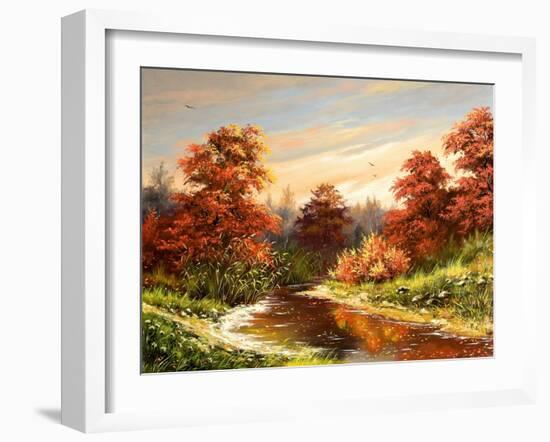 Autumn Landscape With The River-balaikin2009-Framed Art Print