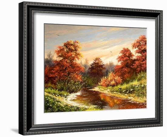 Autumn Landscape With The River-balaikin2009-Framed Art Print