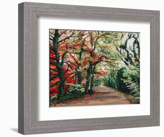 Autumn Lane, 2008, (Oil on Canvas)-Helen White-Framed Giclee Print