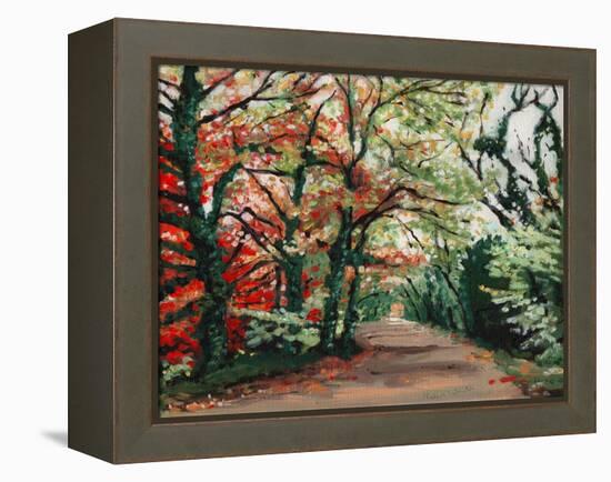 Autumn Lane, 2008, (Oil on Canvas)-Helen White-Framed Premier Image Canvas