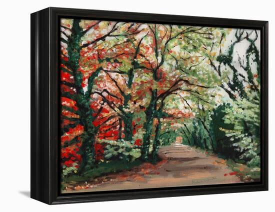 Autumn Lane, 2008, (Oil on Canvas)-Helen White-Framed Premier Image Canvas