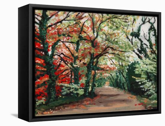 Autumn Lane, 2008, (Oil on Canvas)-Helen White-Framed Premier Image Canvas