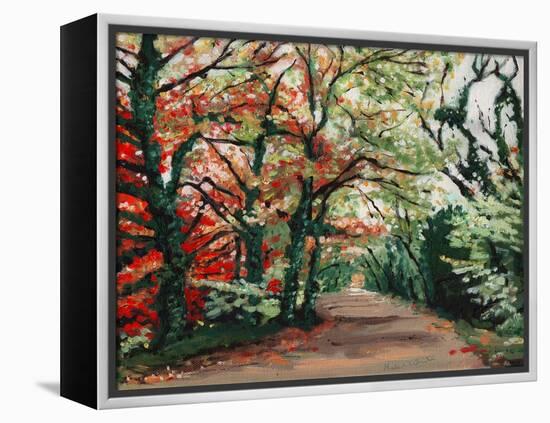 Autumn Lane, 2008, (Oil on Canvas)-Helen White-Framed Premier Image Canvas