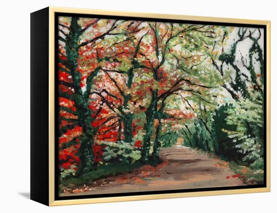 Autumn Lane, 2008, (Oil on Canvas)-Helen White-Framed Premier Image Canvas