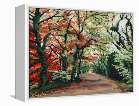 Autumn Lane, 2008, (Oil on Canvas)-Helen White-Framed Premier Image Canvas