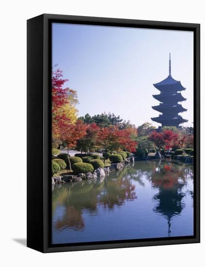 Autumn Leaves and Five-Story Pagoda, Toji Temple (Kyo-O-Gokoku-Ji), Kyoto, Honshu, Japan-null-Framed Premier Image Canvas