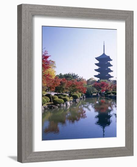 Autumn Leaves and Five-Story Pagoda, Toji Temple (Kyo-O-Gokoku-Ji), Kyoto, Honshu, Japan-null-Framed Photographic Print