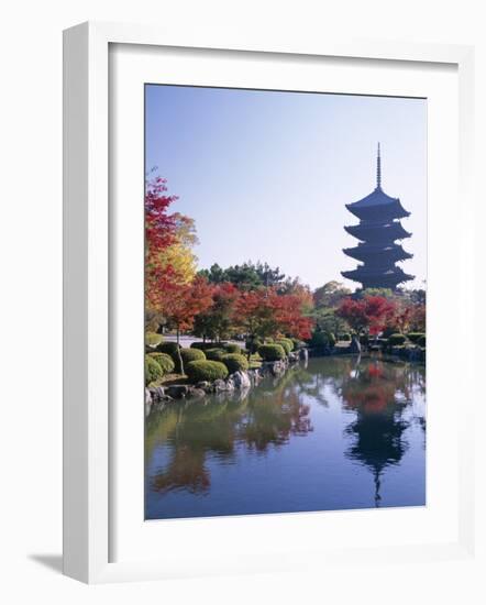 Autumn Leaves and Five-Story Pagoda, Toji Temple (Kyo-O-Gokoku-Ji), Kyoto, Honshu, Japan-null-Framed Photographic Print