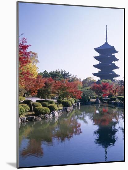 Autumn Leaves and Five-Story Pagoda, Toji Temple (Kyo-O-Gokoku-Ji), Kyoto, Honshu, Japan-null-Mounted Photographic Print