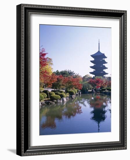 Autumn Leaves and Five-Story Pagoda, Toji Temple (Kyo-O-Gokoku-Ji), Kyoto, Honshu, Japan-null-Framed Photographic Print