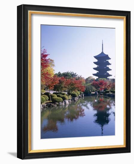 Autumn Leaves and Five-Story Pagoda, Toji Temple (Kyo-O-Gokoku-Ji), Kyoto, Honshu, Japan-null-Framed Photographic Print