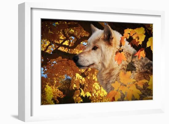 Autumn Leaves and Wolf-Gordon Semmens-Framed Photographic Print