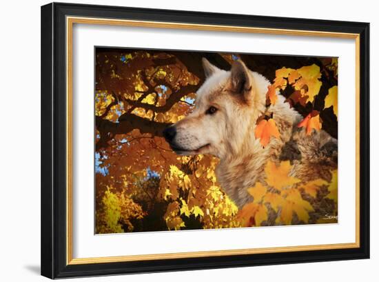 Autumn Leaves and Wolf-Gordon Semmens-Framed Photographic Print