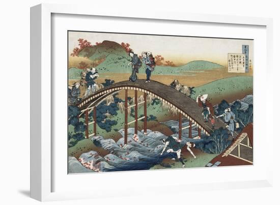 Autumn Maple Leaves on the Tsutaya River, Circa 1839-Chokosai Eisho-Framed Giclee Print