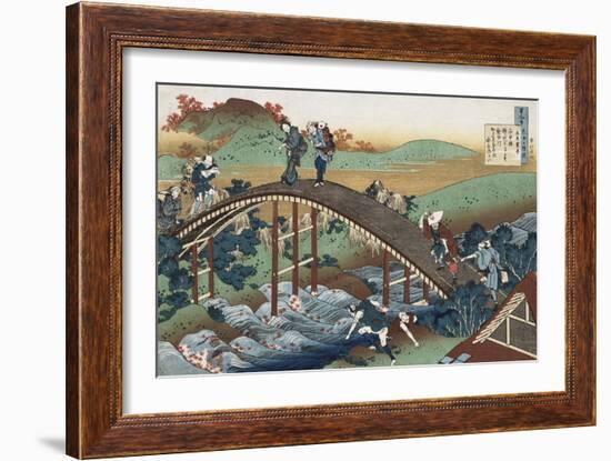 Autumn Maple Leaves on the Tsutaya River, Circa 1839-Chokosai Eisho-Framed Giclee Print