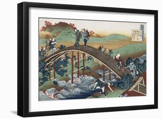 Autumn Maple Leaves on the Tsutaya River, Circa 1839-Chokosai Eisho-Framed Giclee Print