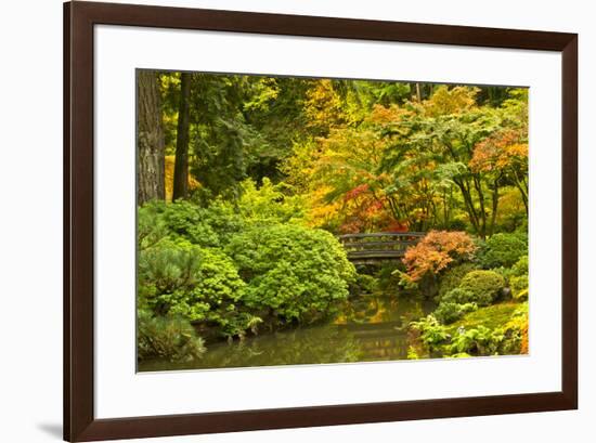 Autumn, Moon Bridge, Portland, Oregon, Usa-Michel Hersen-Framed Premium Photographic Print