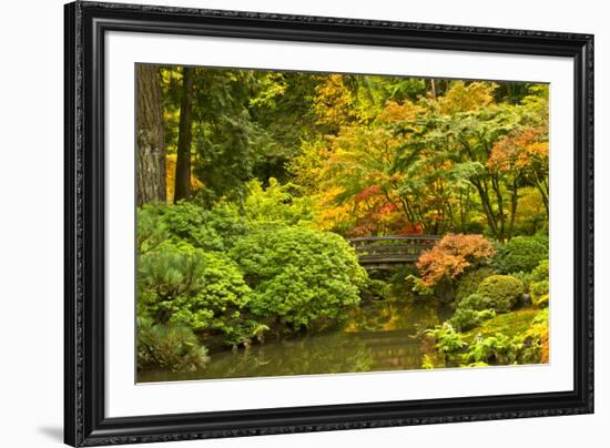 Autumn, Moon Bridge, Portland, Oregon, Usa-Michel Hersen-Framed Premium Photographic Print