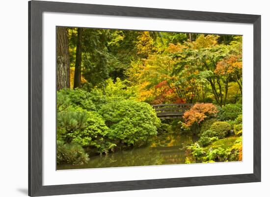 Autumn, Moon Bridge, Portland, Oregon, Usa-Michel Hersen-Framed Premium Photographic Print