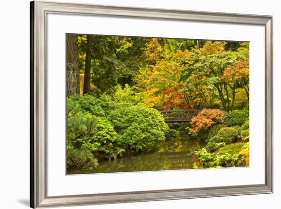 Autumn, Moon Bridge, Portland, Oregon, Usa-Michel Hersen-Framed Premium Photographic Print