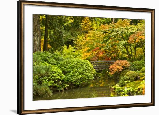 Autumn, Moon Bridge, Portland, Oregon, Usa-Michel Hersen-Framed Premium Photographic Print