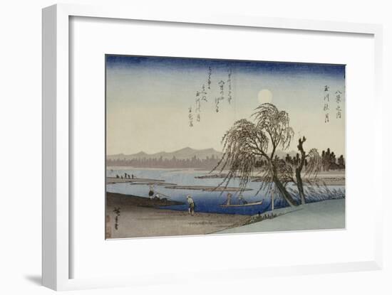 Autumn Moon Over Tama River-Ando Hiroshige-Framed Giclee Print