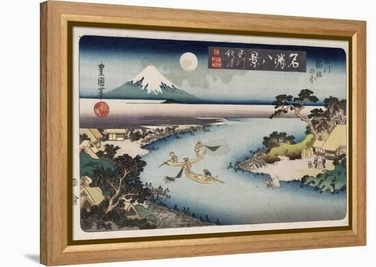 Autumn Moon, Tama River', from the Series 'Eight Views of Famous Places'-Ando Hiroshige-Framed Premier Image Canvas