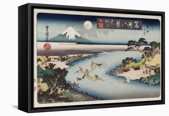 Autumn Moon, Tama River', from the Series 'Eight Views of Famous Places'-Ando Hiroshige-Framed Premier Image Canvas