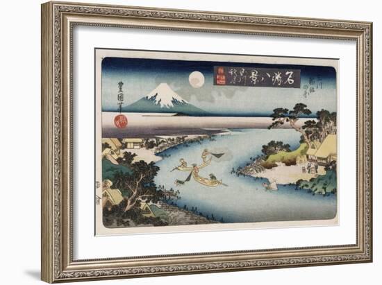 Autumn Moon, Tama River', from the Series 'Eight Views of Famous Places'-Ando Hiroshige-Framed Giclee Print