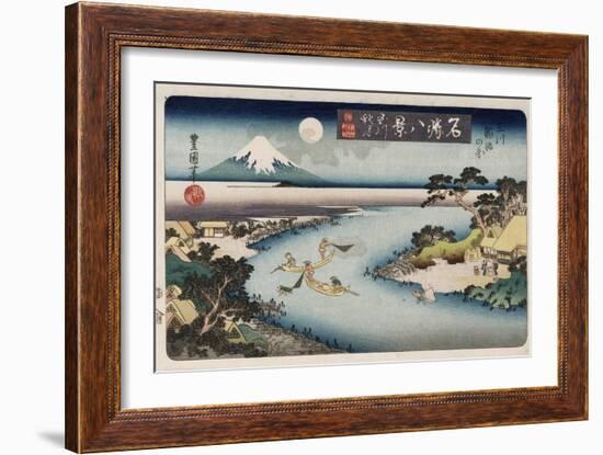 Autumn Moon, Tama River', from the Series 'Eight Views of Famous Places'-Ando Hiroshige-Framed Giclee Print