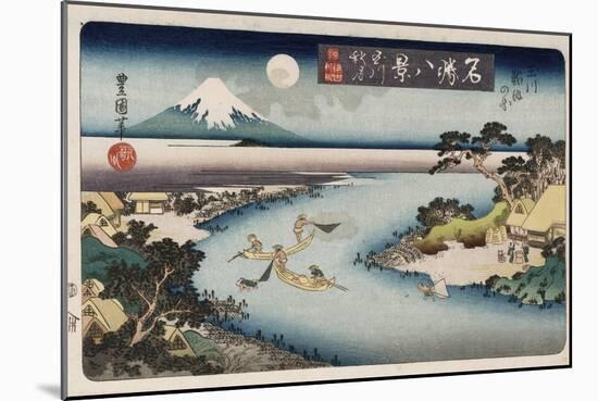 Autumn Moon, Tama River', from the Series 'Eight Views of Famous Places'-Ando Hiroshige-Mounted Giclee Print