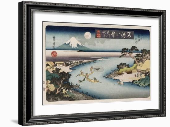 Autumn Moon, Tama River', from the Series 'Eight Views of Famous Places'-Ando Hiroshige-Framed Giclee Print