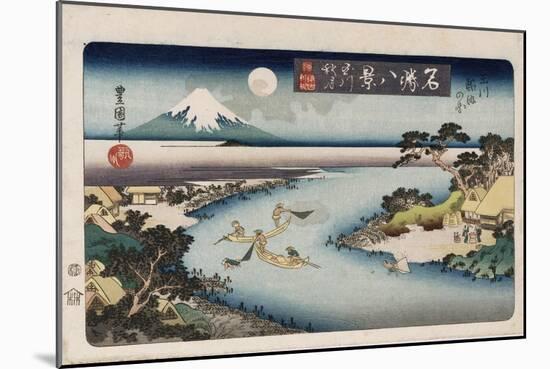 Autumn Moon, Tama River', from the Series 'Eight Views of Famous Places'-Toyokuni II-Mounted Giclee Print