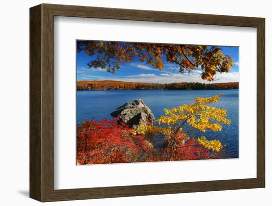 Autumn Mountain with Lake View and Colorful Foliage in Forest.-Songquan Deng-Framed Photographic Print